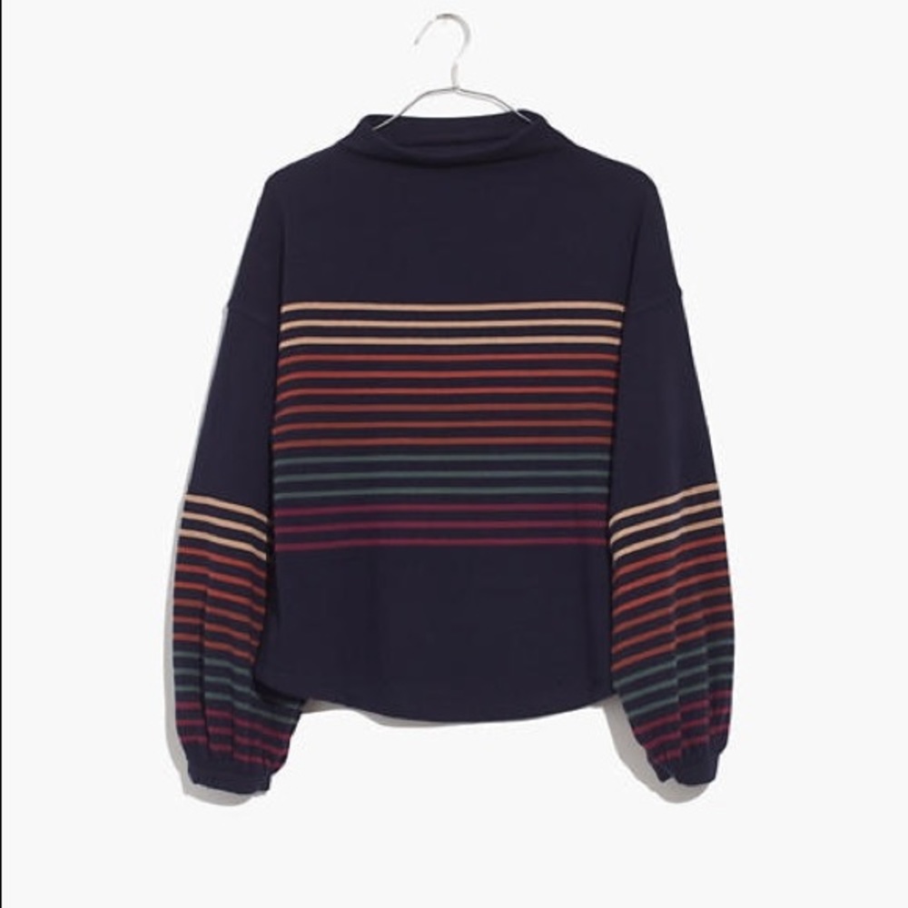 Bubble-Sleeve Mockneck Top in Kinzie Stripe